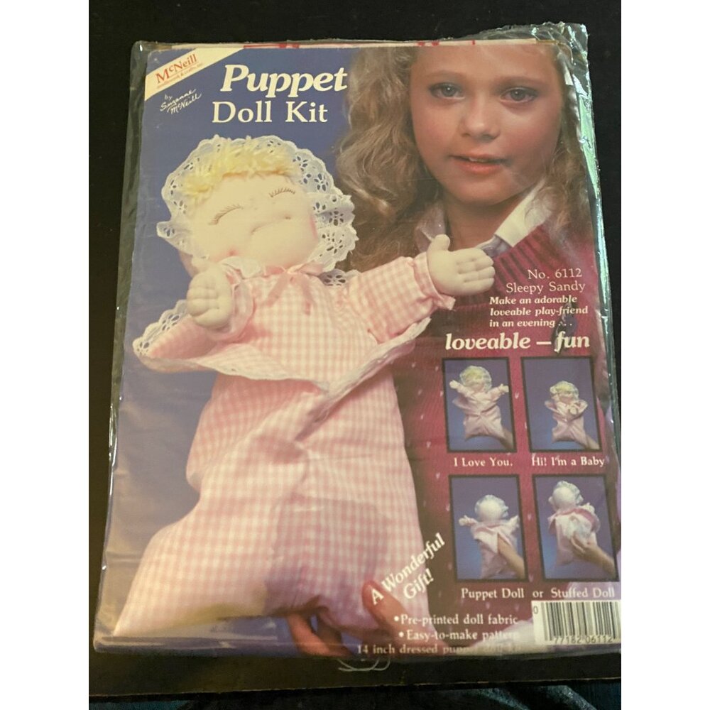 1984 Sleepy Sandy Puppet Or Stuffed Doll Craft Sewing Kit NOS Vintage #6112